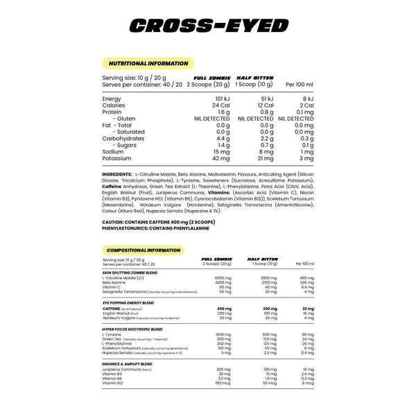 ZOMBIE LABS CROSSEYED PREWORKOUT M&M Fitness Australia